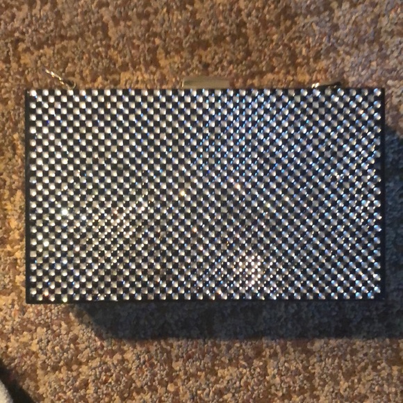 LAST🔥Black and silver crystal Hard-Case Clutch - Picture 3 of 7